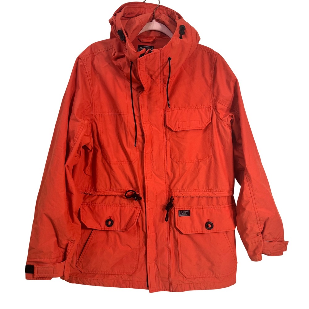 Abercrombie Fitch Orange Hooded Sherpa Lined Survival Parka Jacket Men's M Heavy